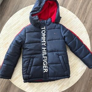 Tommy Hilfiger Navy Puffer Jacket with Red Accents